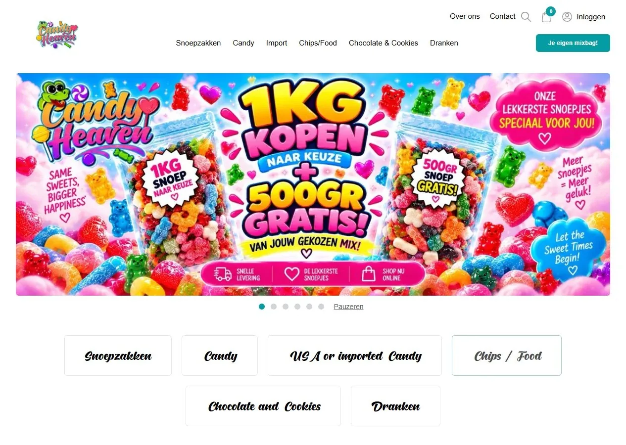 Homepage van Candy Heaven