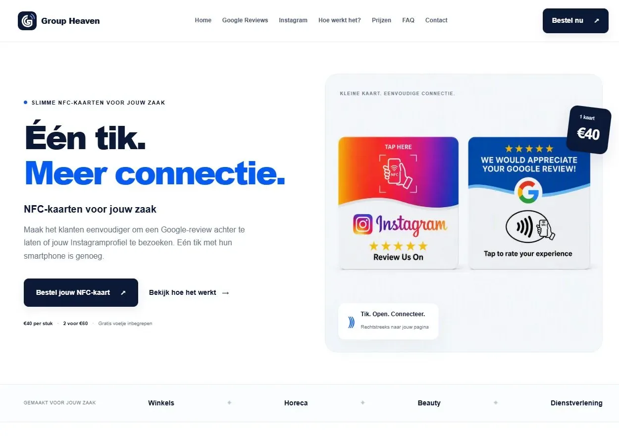 Homepage van Group Heaven