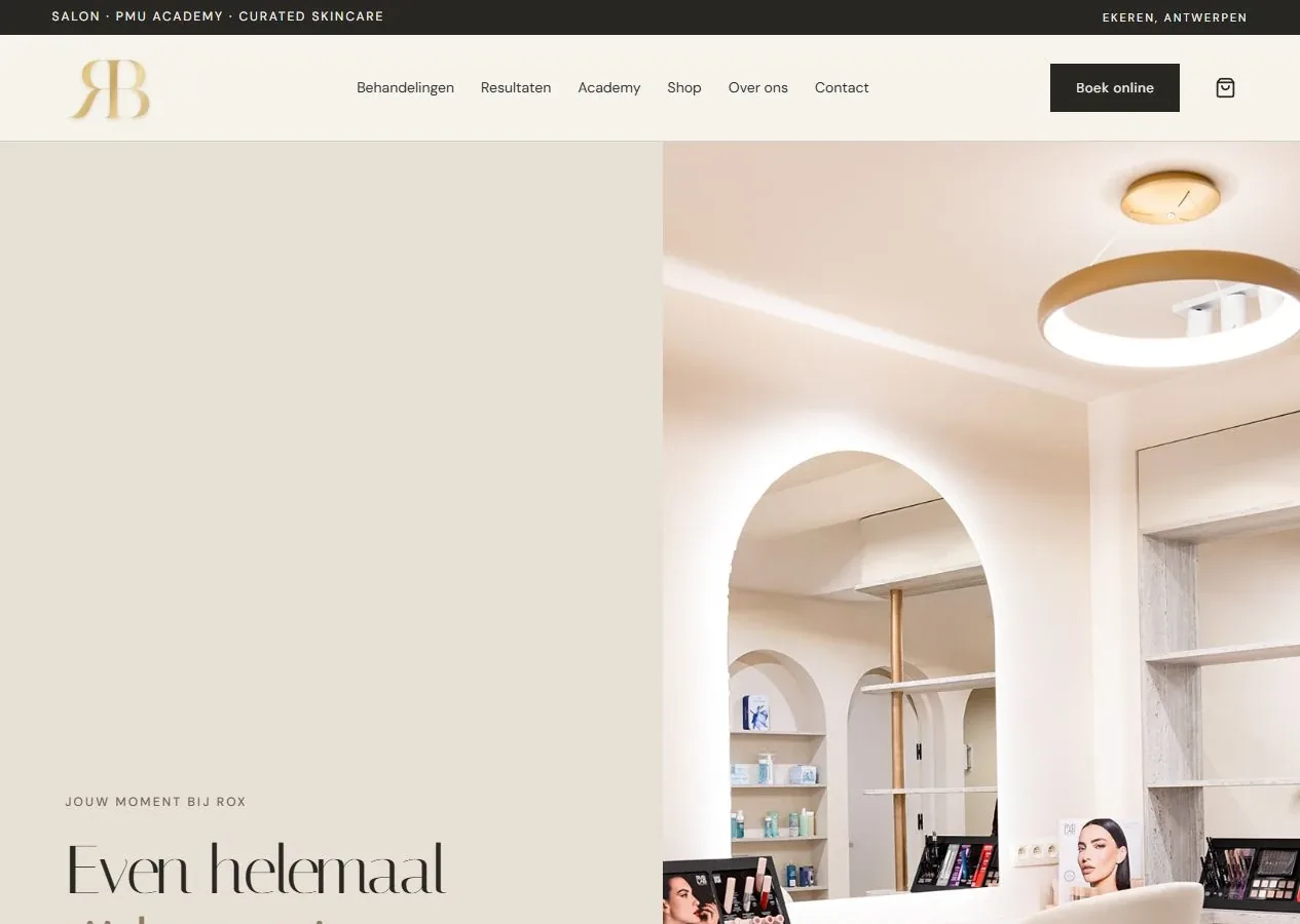 Homepage van Rox Beauty
