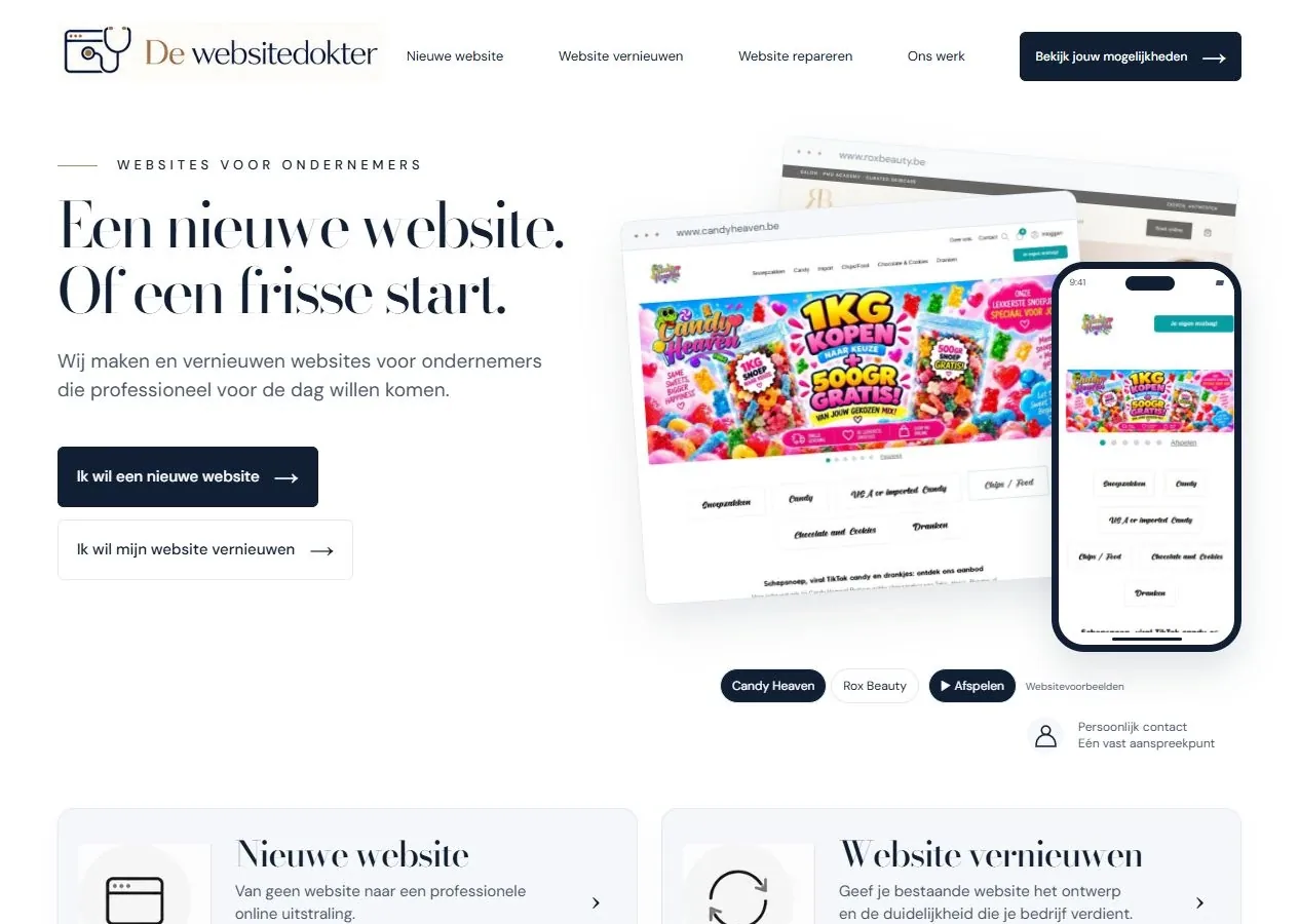 Homepage van De websitedokter